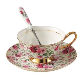 The "Golden Blossom" Porcelain Tea Cup Set | 6.8oz Coffee Mug with Saucer & Spoon | Fine Bone China for Elegant Teatime | The Roast Co.