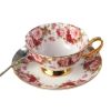 The "Regal Bloom" Porcelain Tea Cup Set | 6.8oz Coffee Mug with Plate & Spoon | Fine Bone China for Elegant Teatime | The Roast Co.