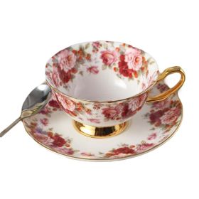 The "Regal Bloom" Porcelain Tea Cup Set | 6.8oz Coffee Mug with Plate & Spoon | Fine Bone China for Elegant Teatime | The Roast Co.