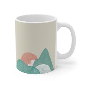 The "Horizon Hues" Abstract Landscape Coffee & Tea Mug | 11oz Durable Ceramic for Your Daily Brew | The Roast Co.
