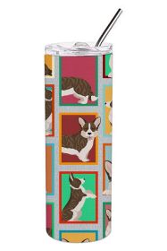Lots of Brindle Cardigan Corgi Stainless Steel Skinny Tumbler Vacuum Double Walled Reusable Insulated Tumbler Travel Cup for Coffee Cocktails Gift wit