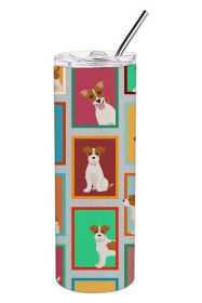 Lots of Red and White Jack Russell Terrier Stainless Steel Skinny Tumbler Vacuum Double Walled Reusable Insulated Tumbler Travel Cup for Coffee Cockta