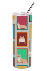 Lots of Fawn Pembroke Corgi Stainless Steel Skinny Tumbler Vacuum Double Walled Reusable Insulated Tumbler Travel Cup for Coffee Cocktails Gift with L