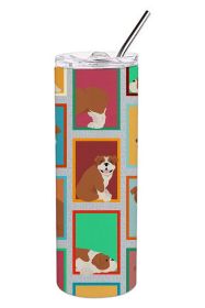 Lots of Red and White English Bulldog Stainless Steel Skinny Tumbler Vacuum Double Walled Reusable Insulated Tumbler Travel Cup for Coffee Cocktails G