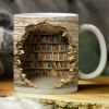 The "Library Love" Bookshelf Mug | 3D Effect Ceramic Coffee Cup | 11oz Insulated for Book Lovers | The Roast Co.