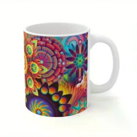 The "Mindful Mandala" Mug | Psychedelic Art 11oz Ceramic | Vibrant Coffee & Tea Cup | The Roast Co.