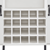 White Faux Rattan Barn Door Wine Cabinet with Wine Rack and Wine Glass Rack, Double Door Design with Removable Shelves, Rustic Wood Storage Cabinet