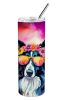 Border Collie Hippie Dawg Stainless Steel Skinny Tumbler Vacuum Double Walled Reusable Insulated Tumbler Travel Cup for Coffee Cocktails Gift with Lid