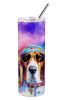 Basset Hound Hippie Dawg Stainless Steel Skinny Tumbler Vacuum Double Walled Reusable Insulated Tumbler Travel Cup for Coffee Cocktails Gift with Lid