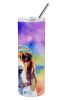 Basset Hound Hippie Dawg Stainless Steel Skinny Tumbler Vacuum Double Walled Reusable Insulated Tumbler Travel Cup for Coffee Cocktails Gift with Lid