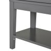 Coffee Bar Cabinet, Modern Sideboard Buffet Cabinet, Kitchen Cabinet with 2 Glass Doors, Adjustable Inner Shelving and Bottom Shelf, Grey