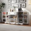Buffet Cabinet with Storage, Modern Sideboard Buffet with Doors, Wood Coffee Bar Kitchen Storage Cabinet with Drawer and Adjustable Shelf for Kitchen
