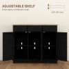 HOMCOM Sideboard with Solid Wood Countertop, Modern Kitchen Storage Cabinet, Coffee Bar Cabinet with 3 Drawers, Doors and Adjustable Shelf