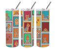Lots of Blue and Tan Yorkie Stainless Steel Skinny Tumbler Vacuum Double Walled Reusable Insulated Tumbler Travel Cup for Coffee Cocktails Gift with L