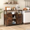 Buffet Cabinet Industrial Sideboard Storage Cabinet with Slatted Door and 3 Adjustable Shelves