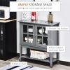 Coffee Bar Cabinet, Modern Sideboard Buffet Cabinet, Kitchen Cabinet with 2 Glass Doors, Adjustable Inner Shelving and Bottom Shelf, Grey