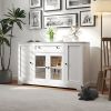 Buffet Cabinet with Storage, Modern Sideboard Buffet with Doors, Wood Coffee Bar Kitchen Storage Cabinet with Drawer and Adjustable Shelf for Kitchen