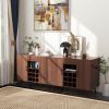 Mid-century Modern Buffet Sideboard Server Cabinet with 9-Bottle Wine Rack