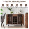 Mid-century Modern Buffet Sideboard Server Cabinet with 9-Bottle Wine Rack
