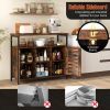Buffet Cabinet Industrial Sideboard Storage Cabinet with Slatted Door and 3 Adjustable Shelves