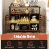 Buffet Cabinet Industrial Sideboard Storage Cabinet with Slatted Door and 3 Adjustable Shelves
