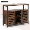 Buffet Cabinet Industrial Sideboard Storage Cabinet with Slatted Door and 3 Adjustable Shelves