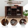 Mid-century Modern Buffet Sideboard Server Cabinet with 9-Bottle Wine Rack