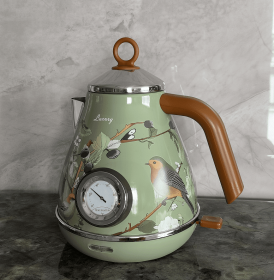 Retro Flower Painted Electric Kettle with Thermometer | 1.7L | The Roast Co. (PS3013Ta: PS3013Tb)