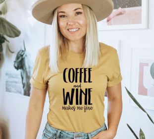 The Roast Co. "Coffee & Wine Makes Me Fine" Graphic Tee | Unisex Super Soft Cotton Blend | Cozy Gift | The Roast Co. (size: small)