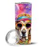 Weimaraner Hippie Dawg Stainless Steel Skinny Tumbler Vacuum Double Walled Reusable Insulated Tumbler Travel Cup for Coffee Cocktails Gift with Lid