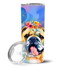English Bulldog Hippie Dog Stainless Steel Tumbler | Insulated Travel Mug | The Roast Co. (Default: Default)