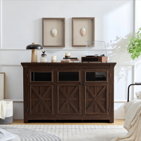 Vintage Style 3-Door Buffet Cabinet for Dining & Coffee Bar | The Roast Co. (Material: MDF, Color: Espresso)