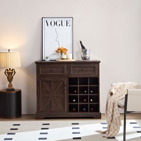 Farmhouse Buffet with Wine Rack & 2 Drawers | Coffee Bar Option | The Roast Co. (Material: MDF, Color: Espresso)