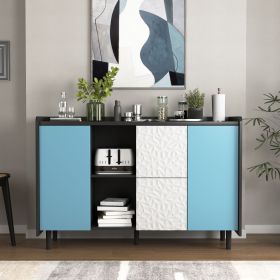 Black Sideboard Buffet with Red Doors & Unique Drawers | The Roast Co. (Cabinets: 2, Color: Black+Blue)