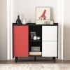 Black Sideboard Buffet with Red Doors & Unique Drawers | The Roast Co.