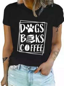 Women's 'Dog Books Coffee' Lover Graphic Tee | The Roast Co. (Color: Black, size: S)