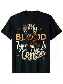 Funny 'My Blood Type Is Coffee' Graphic Tee | The Roast Co. (Color: Black, size: XXL)