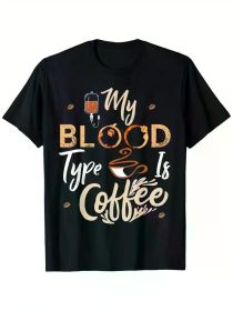 Funny 'My Blood Type Is Coffee' Graphic Tee | The Roast Co. (Color: Black, size: S)