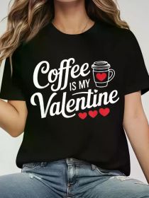'Coffee Is My Valentine' Funny Women's Graphic Tee | The Roast Co. (Color: Black, size: S)
