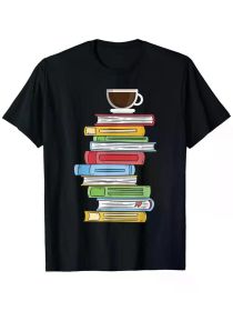 Cozy Books & Coffee Unisex T-Shirt | Perfect for Book Lovers | The Roast Co. (Color: Black, size: L)