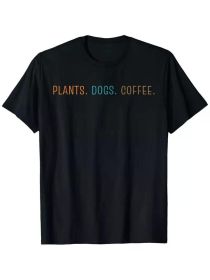 Plants, Dogs & Coffee Lover Unisex Graphic Tee | The Roast Co. (Color: Black, size: S)