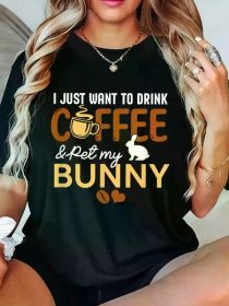 Women's Easter Bunny & Coffee Graphic Tee | The Roast Co. (Color: Black, size: S)