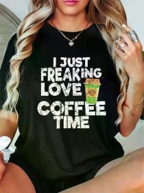 Women's Funny 'Freaking Love Coffee' Vintage Graphic Tee | The Roast Co. (Color: Black, size: S)