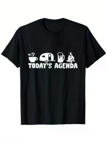 Funny 'Today's Agenda: Coffee, Camping, Beer' Unisex Tee | The Roast Co. (Color: Black, size: S)