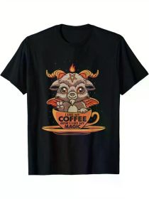 Intriguing Baphomet Coffee Graphic T-Shirt | Geometric Design | The Roast Co. (Color: Black, size: S)