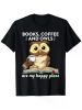 Cozy 'Books, Coffee & Owls' Unisex Graphic Tee | The Roast Co.