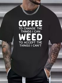 Funny 'Coffee & Weed' Graphic Tee for Men | 100% Cotton | The Roast Co. (Color: Black, size: S)