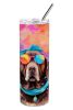 Chocolate Labrador Hippie Dawg Stainless Steel Skinny Tumbler Vacuum Double Walled Reusable Insulated Tumbler Travel Cup for Coffee Cocktails Gift wit