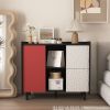 Black Sideboard Buffet with Red Doors & Unique Drawers | The Roast Co.
