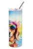 Dachshund Hippie Dawg Stainless Steel Skinny Tumbler Vacuum Double Walled Reusable Insulated Tumbler Travel Cup for Coffee Cocktails Gift with Lid